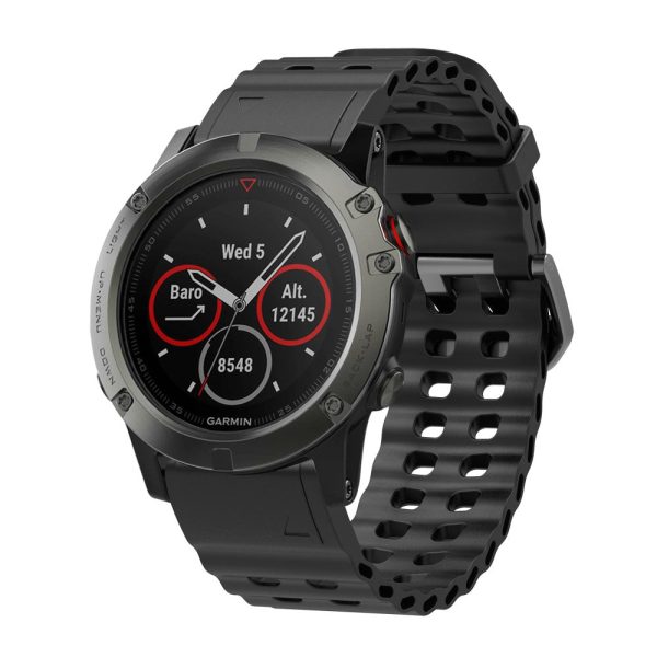 26mm Silicone Strap Garmin Fenix 8 51mm   Enduro 3   Enduro 2 Quick Release Ocean Watch Band - Black Hot on Sale