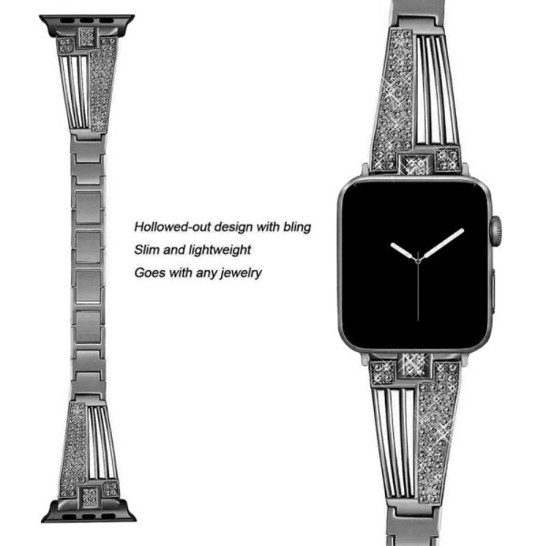 Apple Watch Series 8 (41mm) cool rhinestone décor watch strap - Silver on Sale