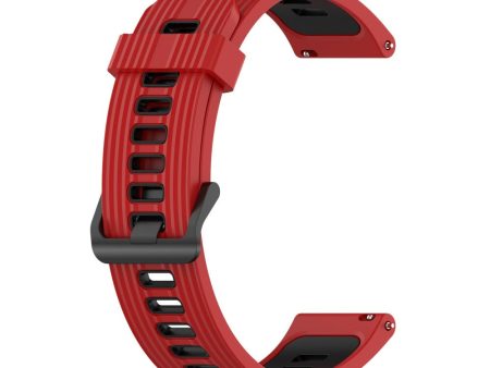 20mm Universal dual color stripe style watch strap - Red   Black For Discount