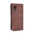 Modern-styled leather wallet case for Samsung Galaxy Xcover 5 - Brown Hot on Sale