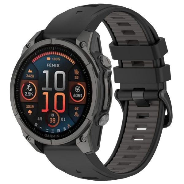 20mm Strap Garmin Fenix 8 43mm   Descent MK3   MK3i   epix Pro (Gen 2) 42mm Universal Silicone Watch Band - Black+Grey Online