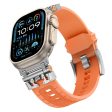 Apple Watch Series 49mm - 45mm - 44mm - 42mm Flexible Watch Band - Silver   Orange Hot on Sale