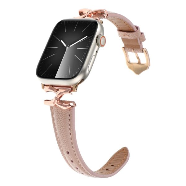 Apple Watch Series 41mm - 40mm - 38mm Watch Band Genuine Leather - Rose Gold   Apricot Discount