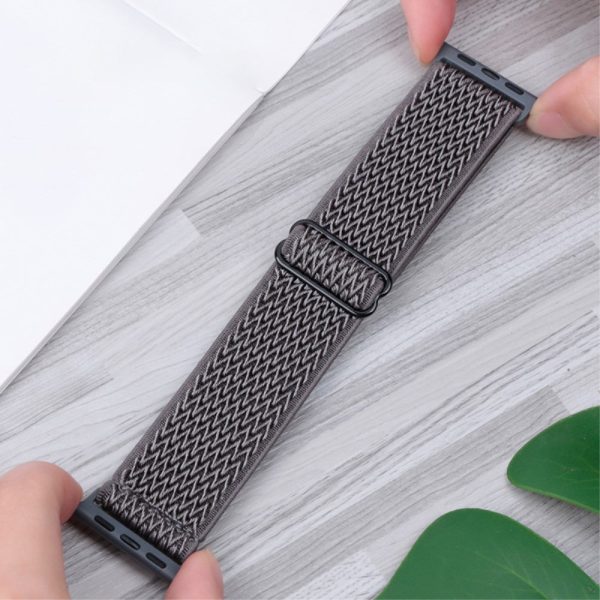 Apple Watch Series 49mm - 45mm - 44mm - 42mm Universal Watch Band Elastic Nylon Strap - Black Sale