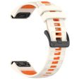 22mm Strap Garmin Fenix 8 47mm   Fenix E 47mm   Quatix 7 Pro Universal Silicone Watch Band - Starlight+Orange Fashion