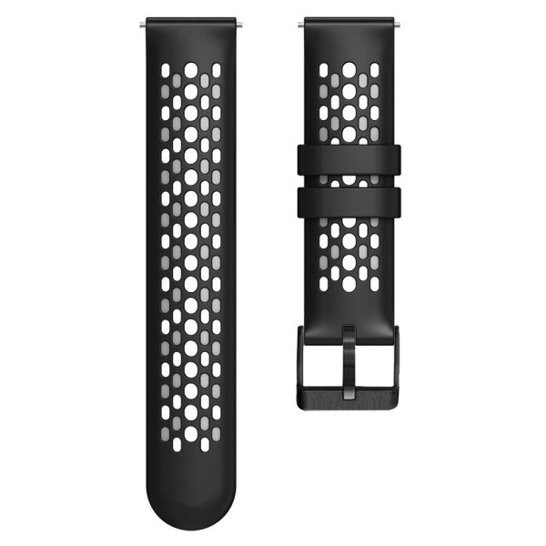 22mm Universal dual color five row hole style silicone watch strap - Black   Grey Hot on Sale