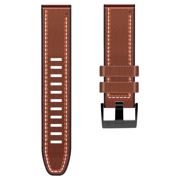 22mm three color leather with silicone watch strap for Garmin and Coros watch - Brown Fashion