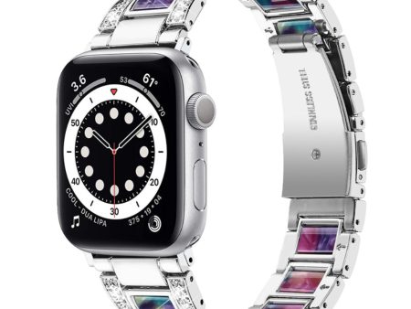 Apple Watch (45mm) rhinestone décor resin block watch strap - Silver   Purple Green Mix Online