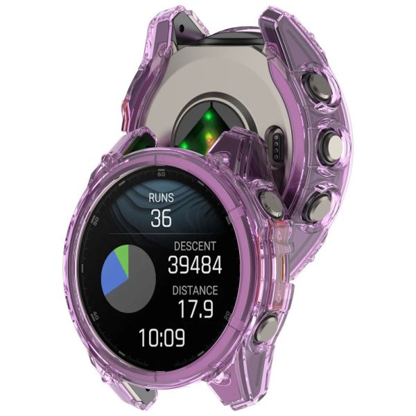 Garmin Fenix 8 43mm Flexible Case Drop-Proof Half Guard Watch Case Cover - Transparent Purple Sale