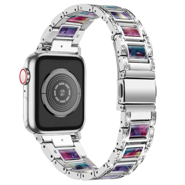 Apple Watch (45mm) rhinestone décor resin block watch strap - Silver   Purple Green Mix Online