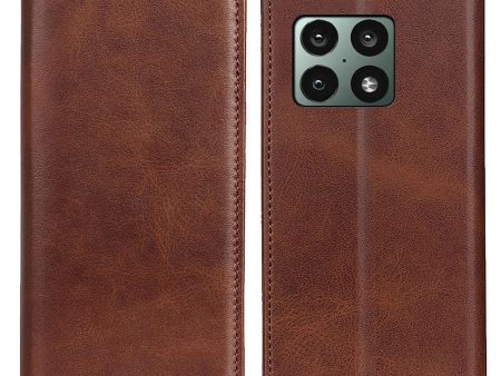 Wallet-style genuine leather flipcase for OnePlus 10 Pro - Coffee For Cheap