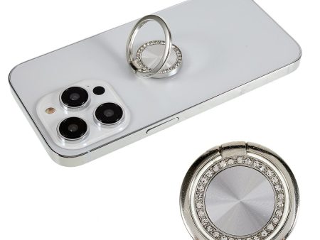 Rhinestone décor CD vein style smartphone ring holder - Silver For Cheap