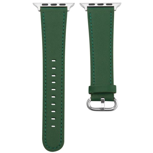 Apple Watch Series 49mm - 45mm - 44mm - 42mm Genuine Cow Leather Strap - Green For Discount