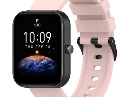 Amazfit Bip 3   Bip S silicone watch strap with black buckle - Light Pink Online Sale