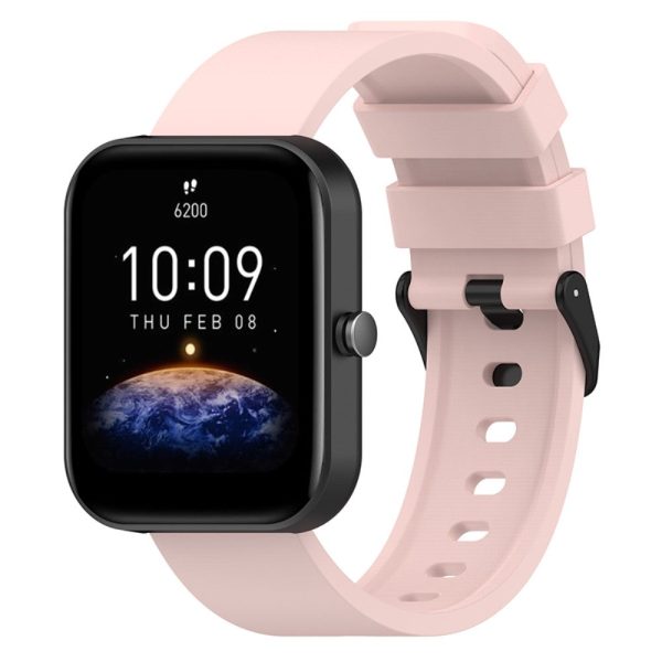 Amazfit Bip 3   Bip S silicone watch strap with black buckle - Light Pink Online Sale