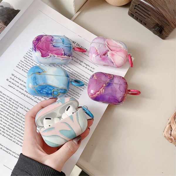 AirPods 3 marble pattern case with buckle - Magenta Marble Discount