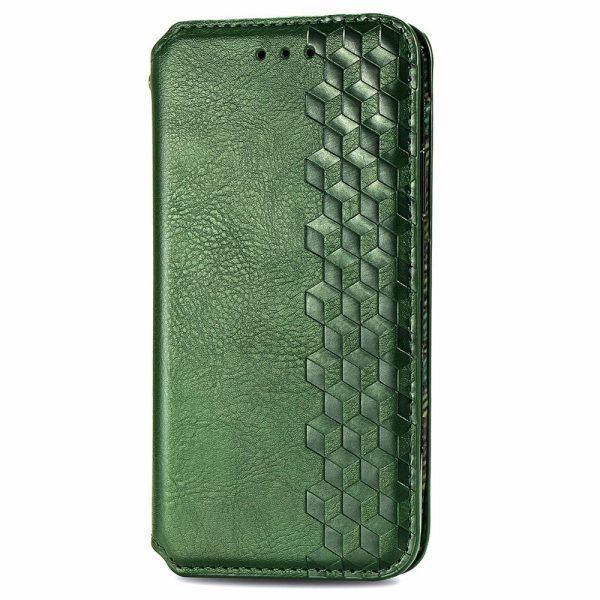 OnePlus 12 leather case with a stylish rhombus imprint - Green Supply