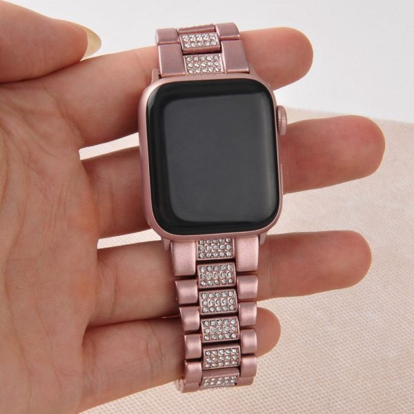 Apple Watch Series 8 (45mm)   Watch Ultra three bead rhinestone décor watch strap - Pink Supply