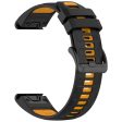 22mm Strap Garmin Fenix 8 47mm   Fenix E 47mm   Quatix 7 Pro Universal Silicone Watch Band - Black+Orange Online now