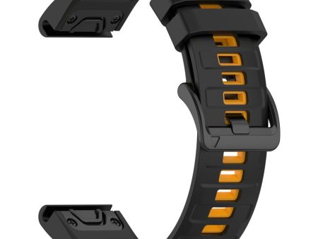 22mm Strap Garmin Fenix 8 47mm   Fenix E 47mm   Quatix 7 Pro Universal Silicone Watch Band - Black+Orange Online now