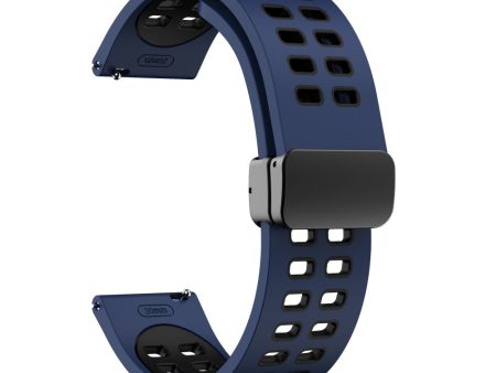 20mm Universal dual color silicone strap with black buckle - Midnight Blue   Black Online now