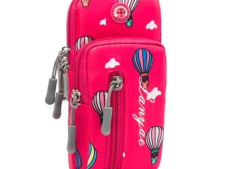 Universal elastic armband hot air balloon pattern style phone pouch - Rose   Size: S on Sale