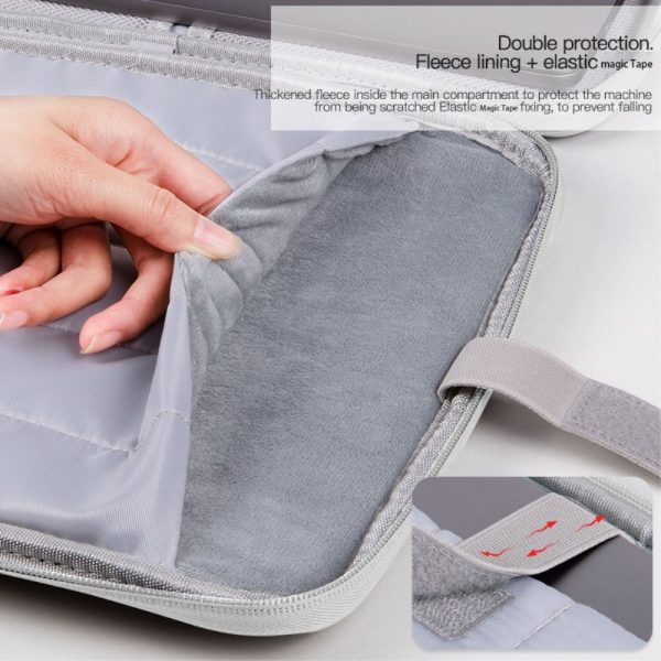 11-  Laptop Handbag Waterproof Nylon 180 Degree Opening Soft Lining Carrying Pouch - White For Sale