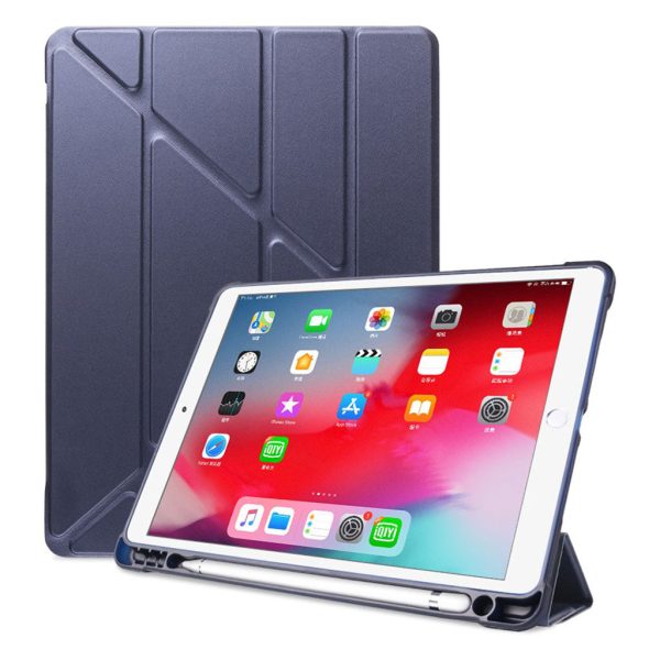 iPad 10.2 (2019) origami leather flip case - Dark Blue For Cheap