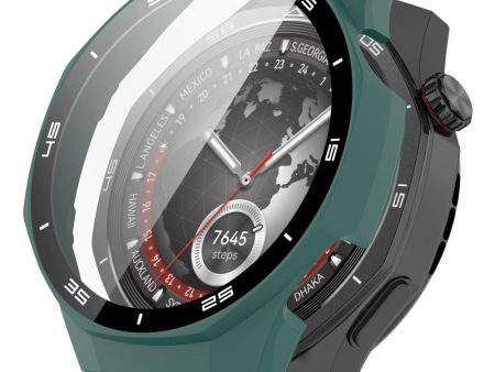 Huawei Watch GT 5 Pro 46mm Bump Resistant Cover Scale Design Watch Case Cover with Tempered Glass Screen Film - Green For Sale