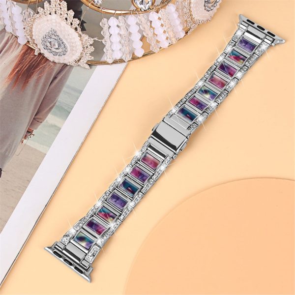 Apple Watch (45mm) rhinestone décor resin block watch strap - Silver   Purple Green Mix Online