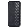 Asus Zenfone 10 leather case with a stylish rhombus imprint - Black For Discount