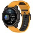 22mm Strap Garmin Fenix 8 47mm   Fenix E 47mm   Quatix 7 Pro Universal Silicone Watch Band - Orange+Black Sale