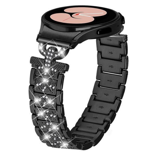 3-bead rhinestone décor stainless steel strap for Samsung Galaxy Watch 6   6 Classic   5   4 - Black Online