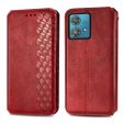 Motorola Edge 40 Neo leather case with a stylish rhombus imprint - Red Discount