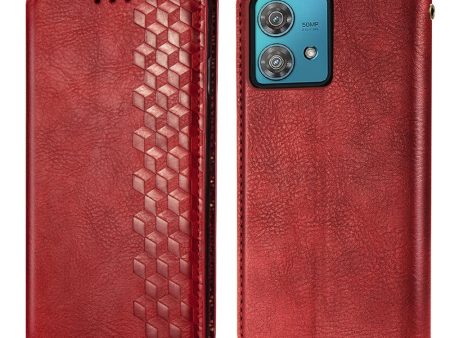 Motorola Edge 40 Neo leather case with a stylish rhombus imprint - Red Discount