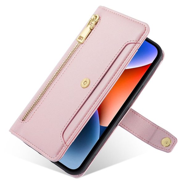 Samsung Galaxy S24 vegan leather wallet zipper case - Pink For Cheap