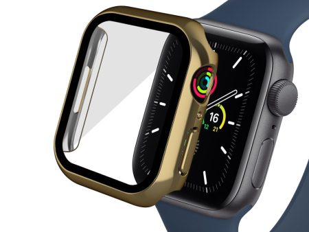 Apple Watch (41mm) electroplating cover with tempered glass - Gold For Cheap