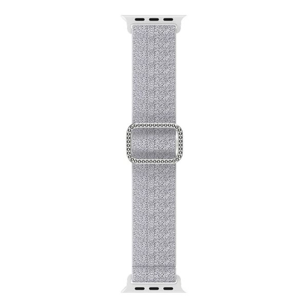 Apple Watch (41mm) stitching nylon watch strap with rhinestone buckle - Silver   White Hot on Sale