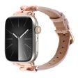 Apple Watch Series 49mm - 45mm - 44mm - 42mm Leather Watch Band - Rose Gold   Apricot Sale