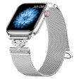 Apple Watch Series 9 45mm   Ultra 2 rhinestone S-shape milanese stainless steel strap - Silver Supply