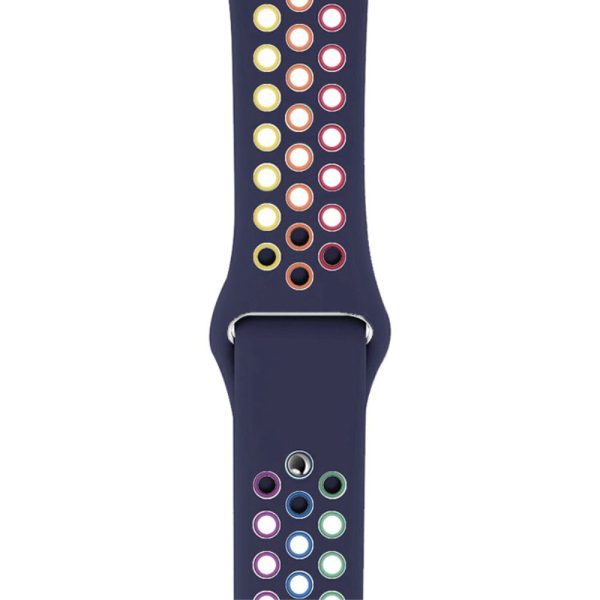 Apple Watch (45mm) dual color rainbow silicone watch strap - Navy Blue Hot on Sale