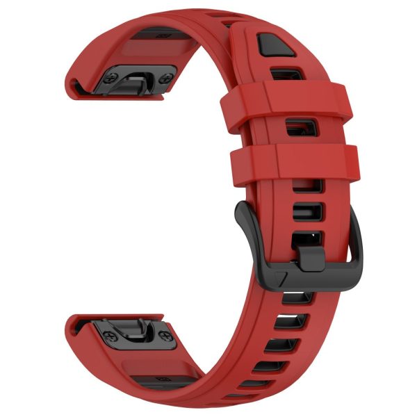 20mm Strap Garmin Fenix 8 43mm   Descent MK3   MK3i   epix Pro (Gen 2) 42mm Universal Silicone Watch Band - Red+Black Supply