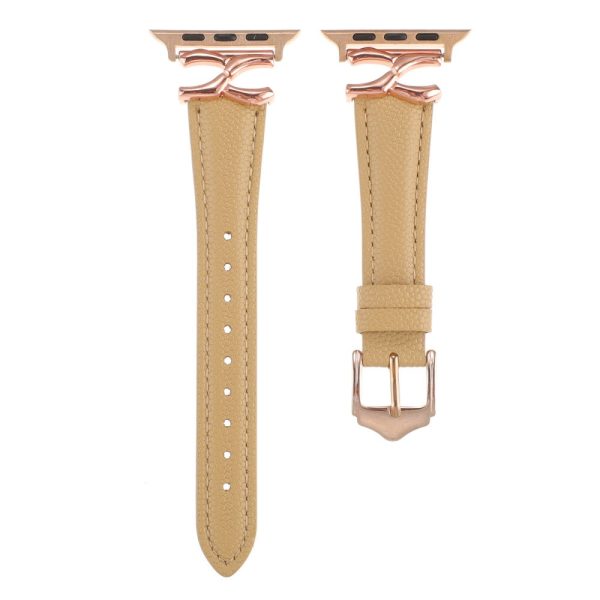 Apple Watch Series 49mm - 45mm - 44mm - 42mm Leather Watch Band - Rose Gold   Yellow Discount