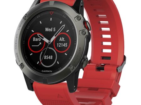 26mm Garmin Fenix 5X   5X Plus   Fenix 3   3 HR silicone watch band - Red Discount