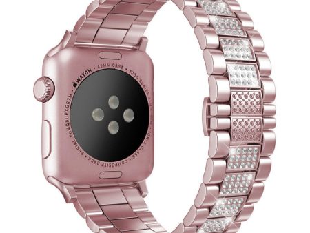 Apple Watch Series 8 (45mm)   Watch Ultra three bead rhinestone décor watch strap - Pink Supply