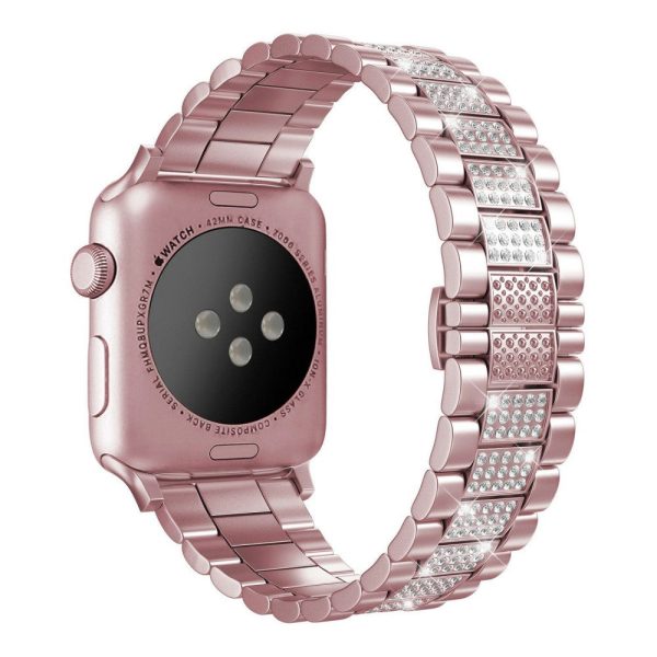 Apple Watch Series 8 (45mm)   Watch Ultra three bead rhinestone décor watch strap - Pink Supply