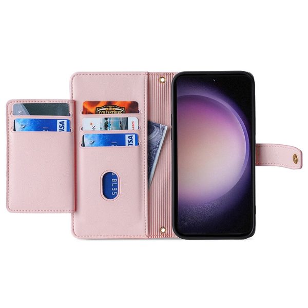 Samsung Galaxy S24 vegan leather wallet zipper case - Pink For Cheap