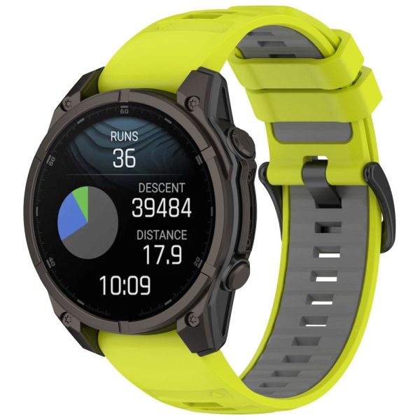 22mm Strap Garmin Fenix 8 47mm   Fenix E 47mm   Quatix 7 Pro Universal Silicone Watch Band - Lime+Grey For Discount