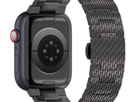 Apple Watch Series 49mm - 45mm - 44mm - 42mm Watch Bracelet Stainless Steel Strap - Black Online now