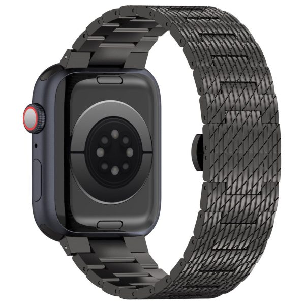 Apple Watch Series 49mm - 45mm - 44mm - 42mm Watch Bracelet Stainless Steel Strap - Black Online now